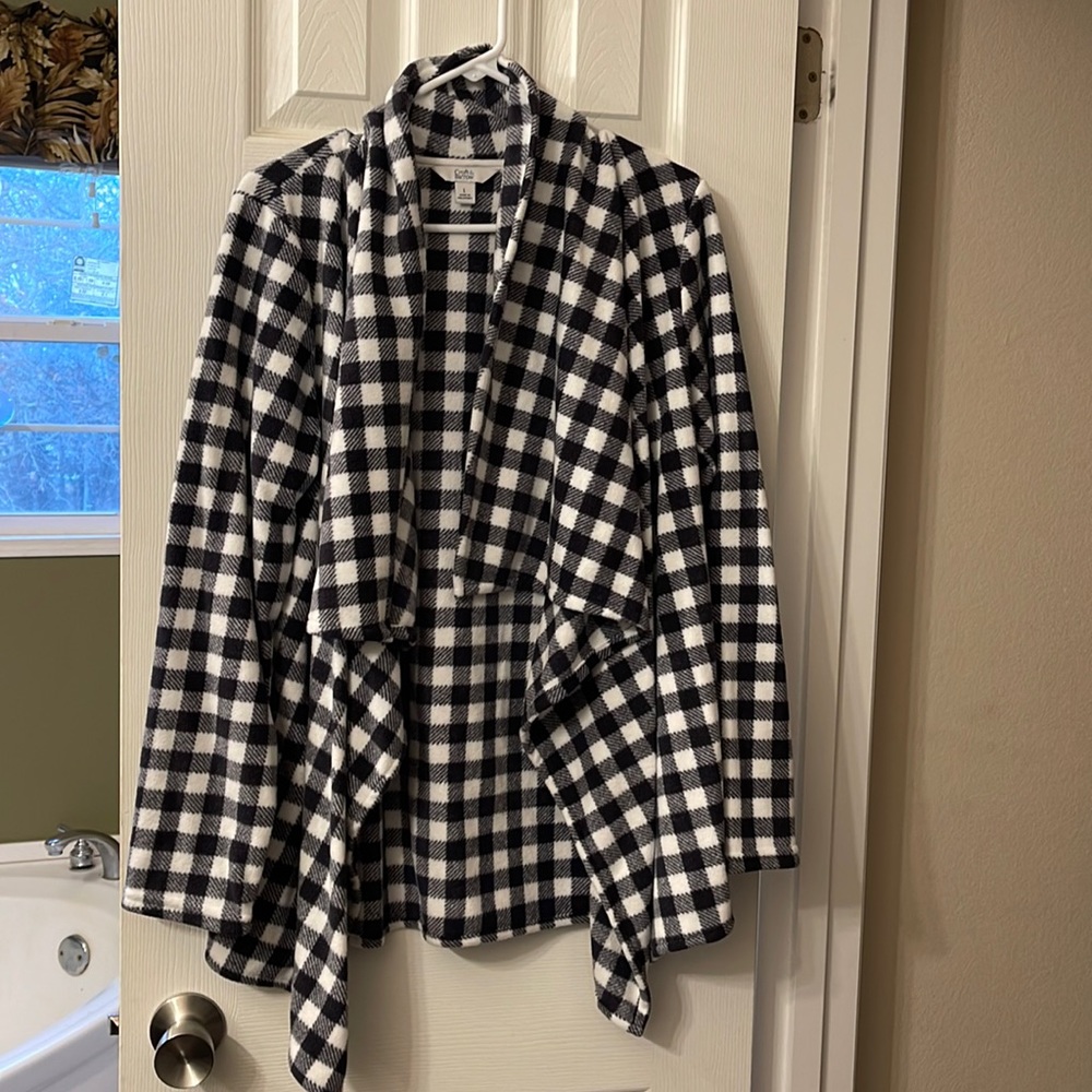 Black and white checkered cardigan
